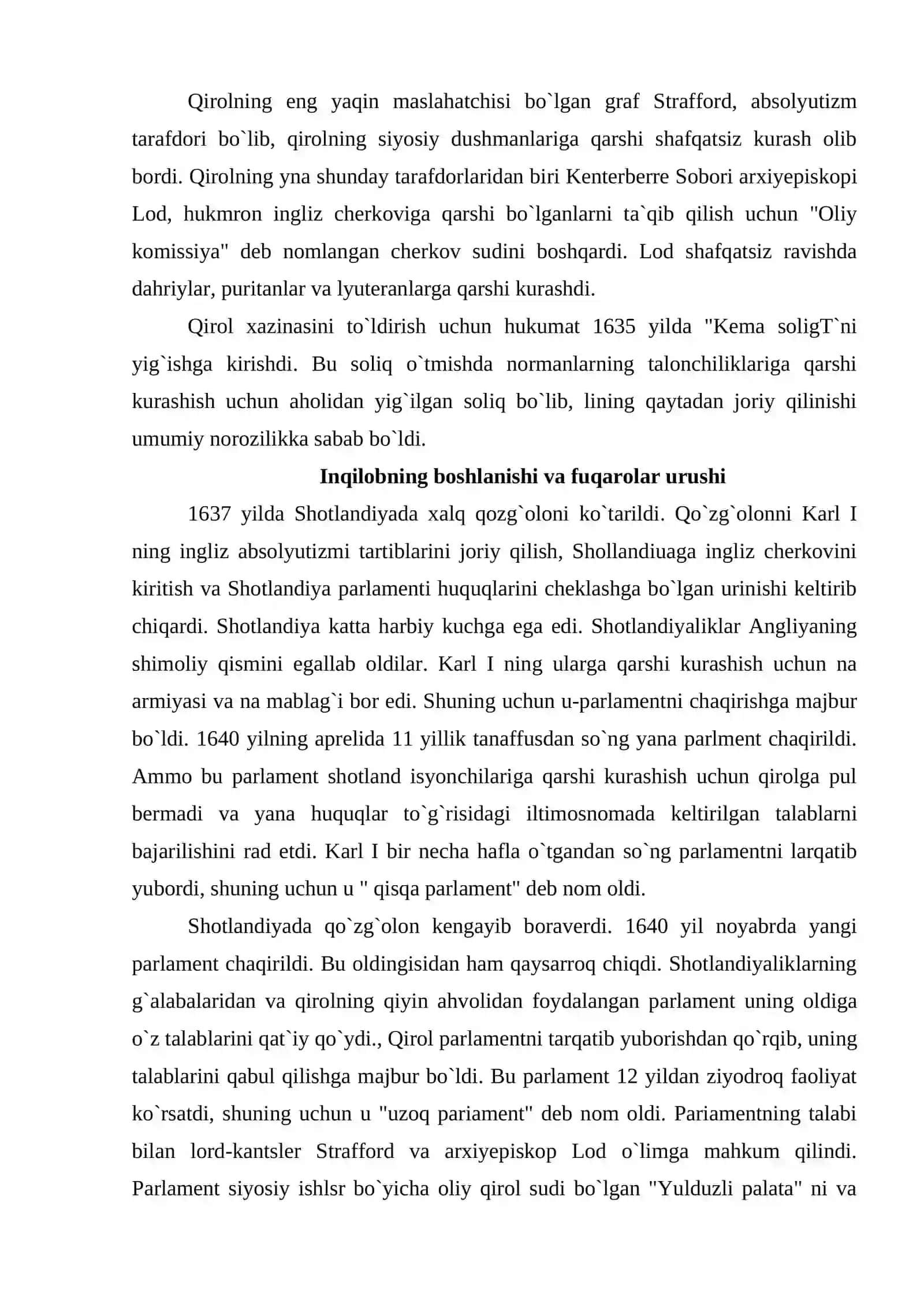 XVII asr o`rtalari va XIX asr birinchi yarmida Angliya 4
