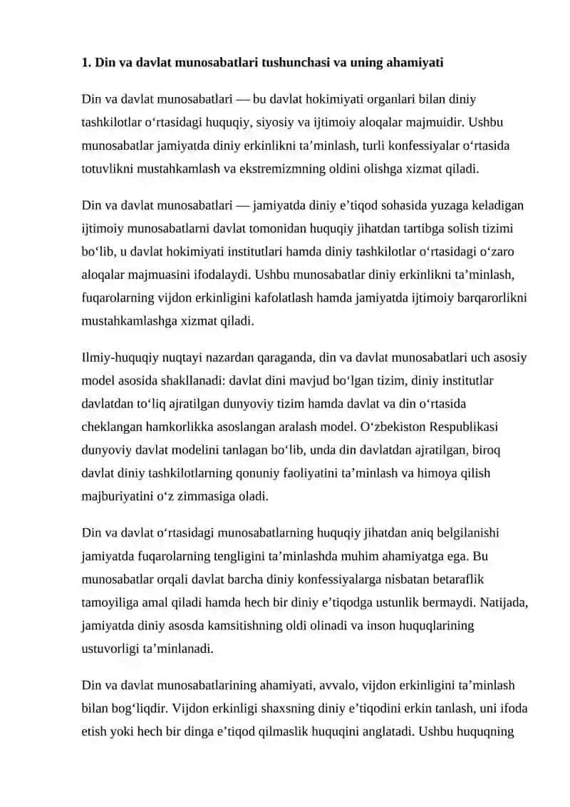 OʻZBEKISTONDA DIN VA DAVLAT MUNOSABATLARINING HUQUQIY ASOSLARI 4