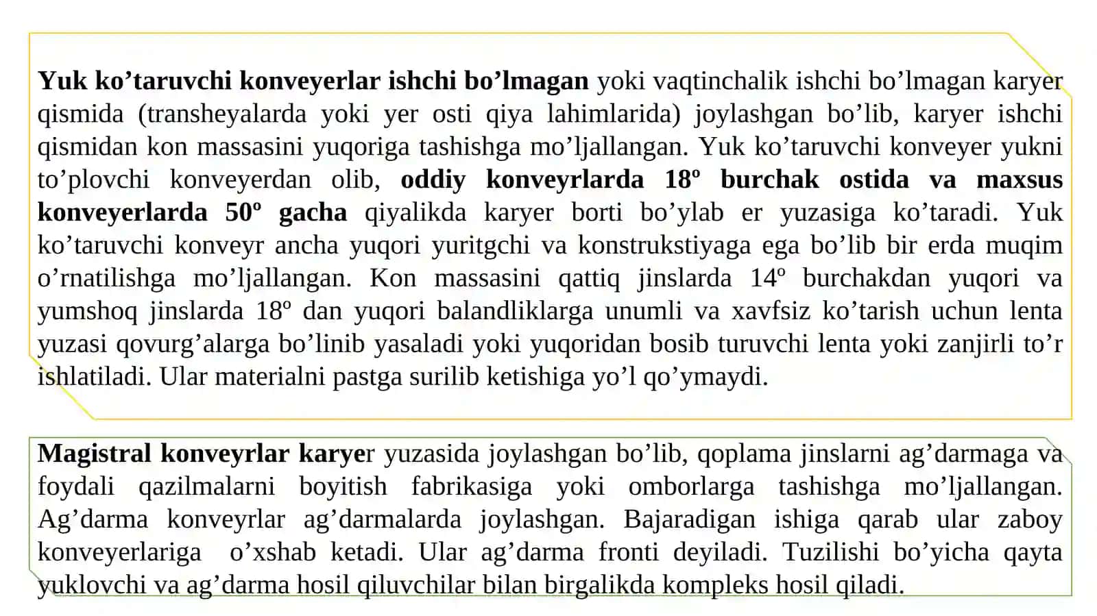 Tasmali konveyerlarning texnologik tavsifi 4