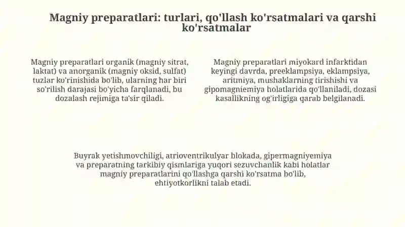 Mg+2 kationini tibbiyotda qo'llanishi va dori vositalari tarkibida sifat hamda miqdorini aniqlash 4