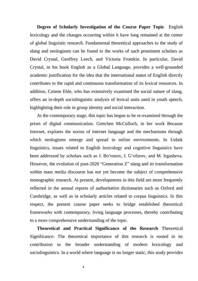 The evolution of slang and neolagisms in modern English 4