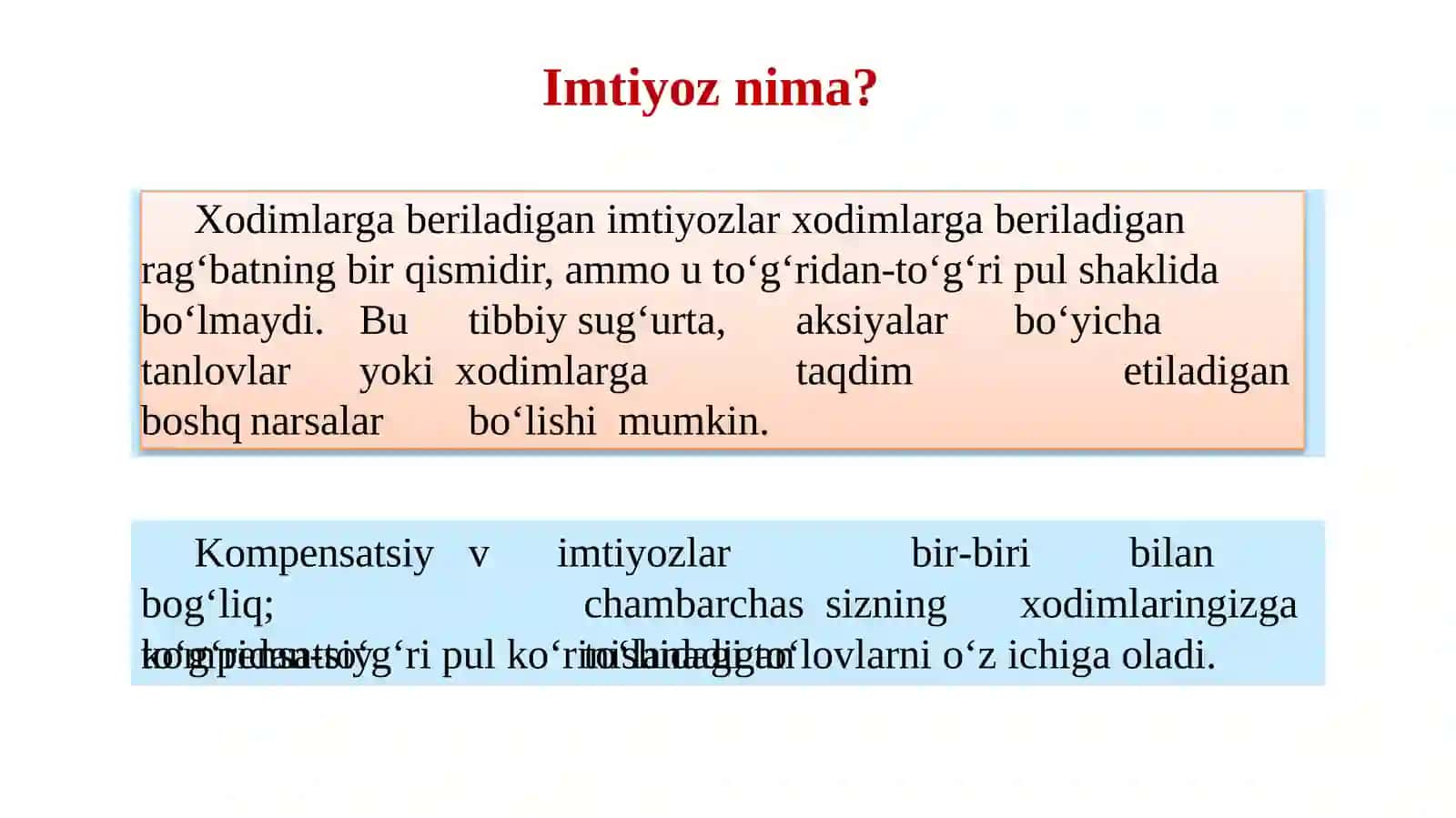 Kompensatsiya va imtiyozlar 4