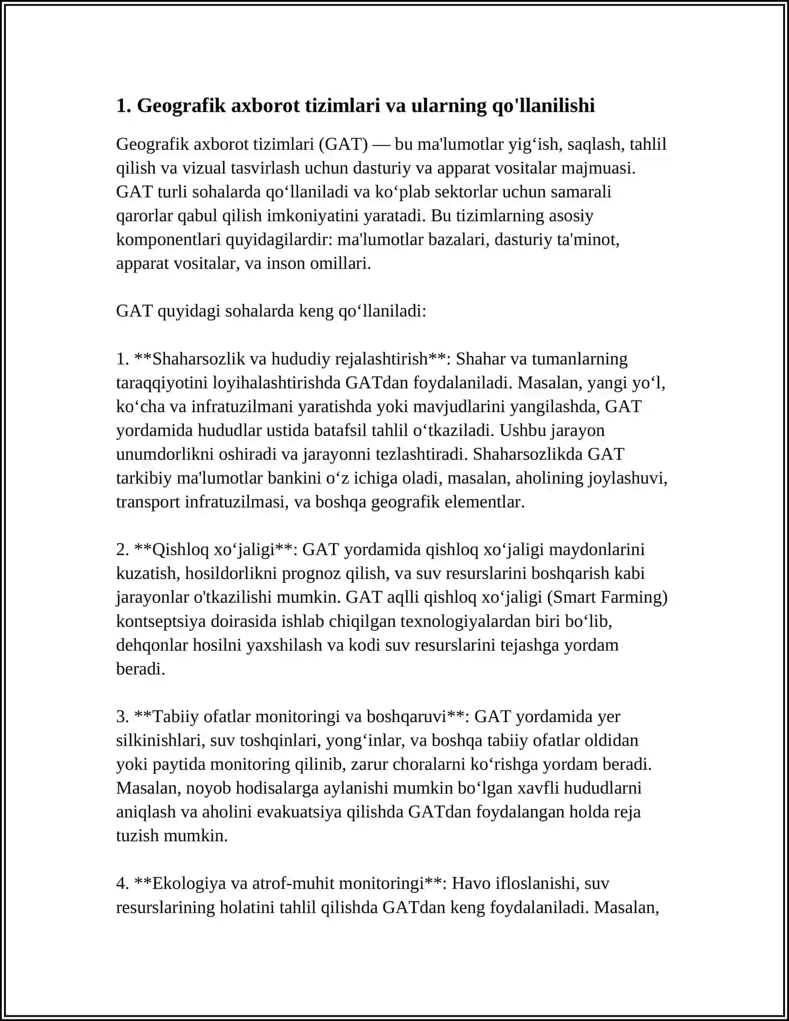 Geografik axborot tizimlari texnologiyasi 4