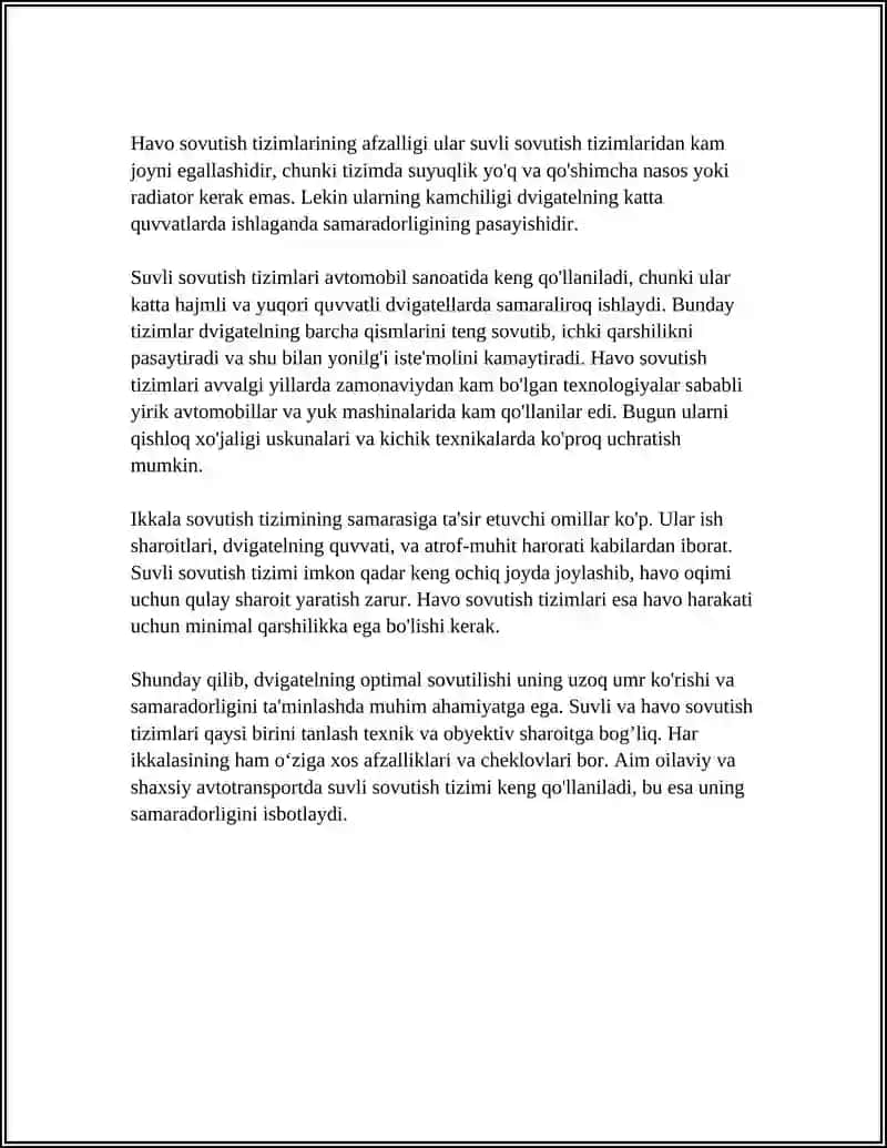 DVIGATELNING SOVUTIZ TIZIMLARI 4