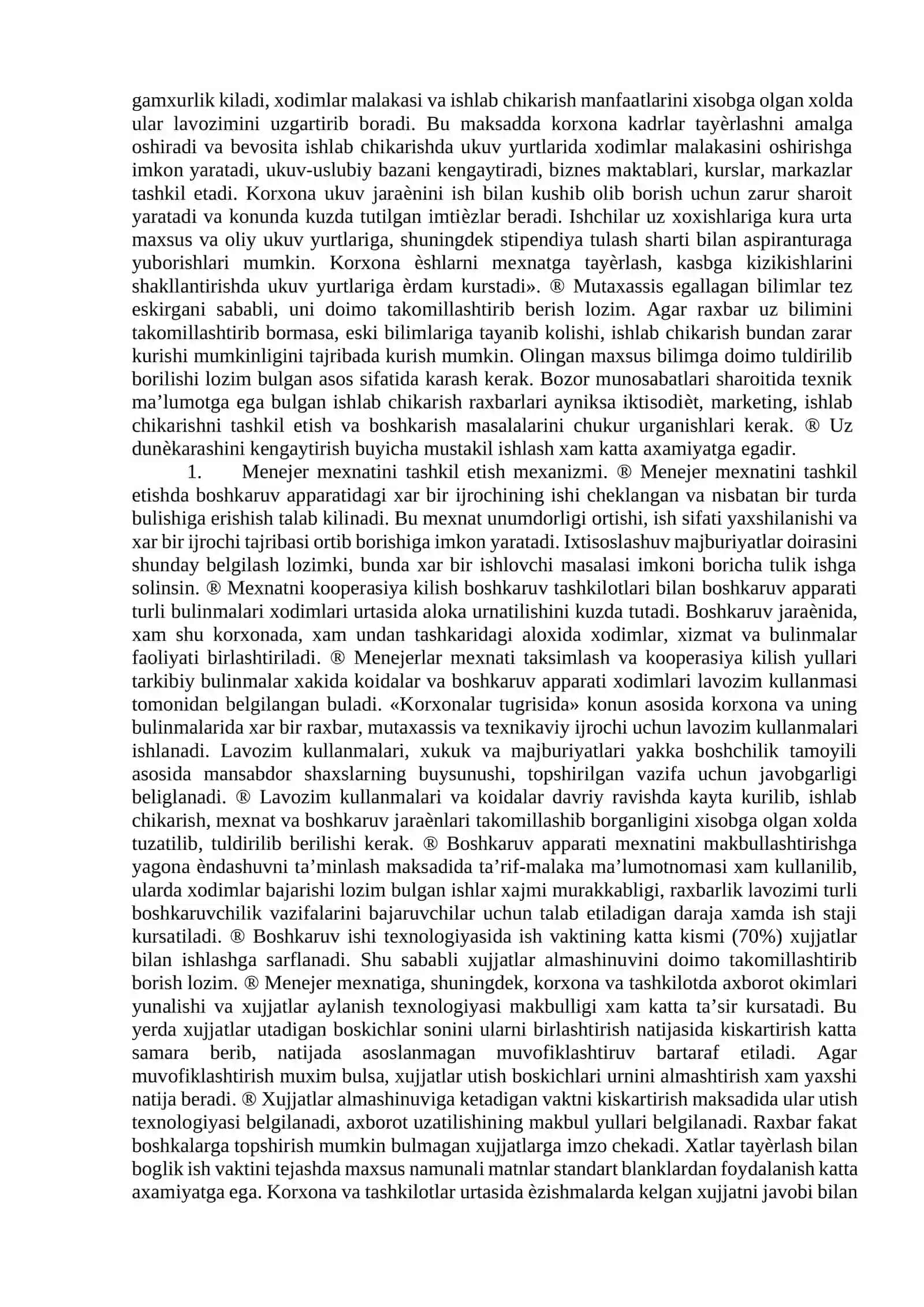 Menejer faoliyatini tashkil etish 4