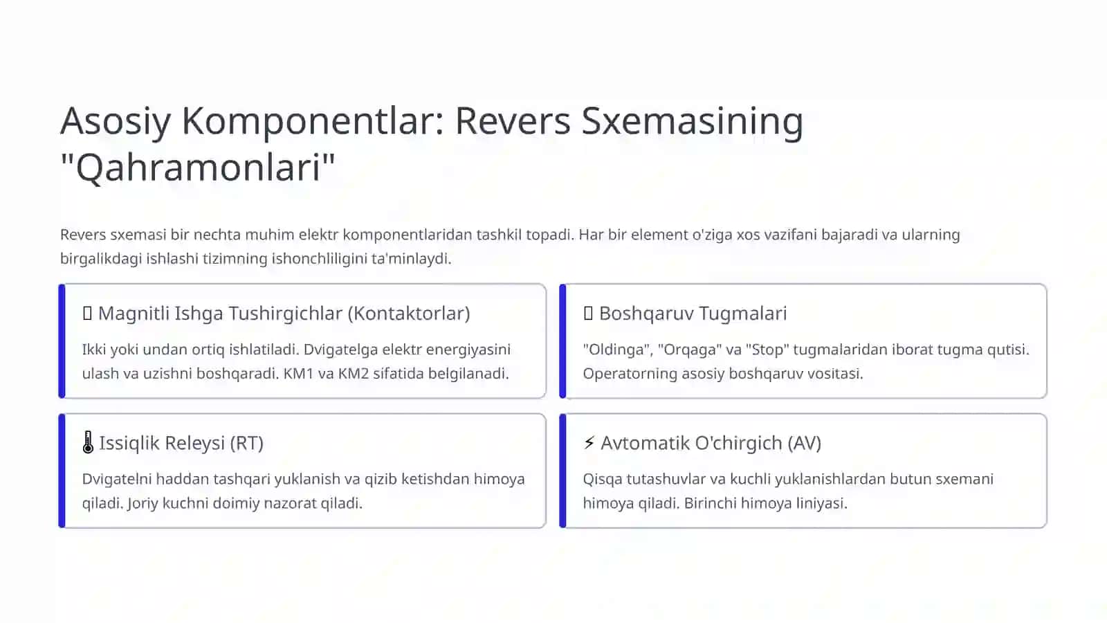 Maginitli ishga tushirgich yordamida elektr dvigatelini bir tomonlama aylanishini boshqarish sxemasi (reversiz) 4