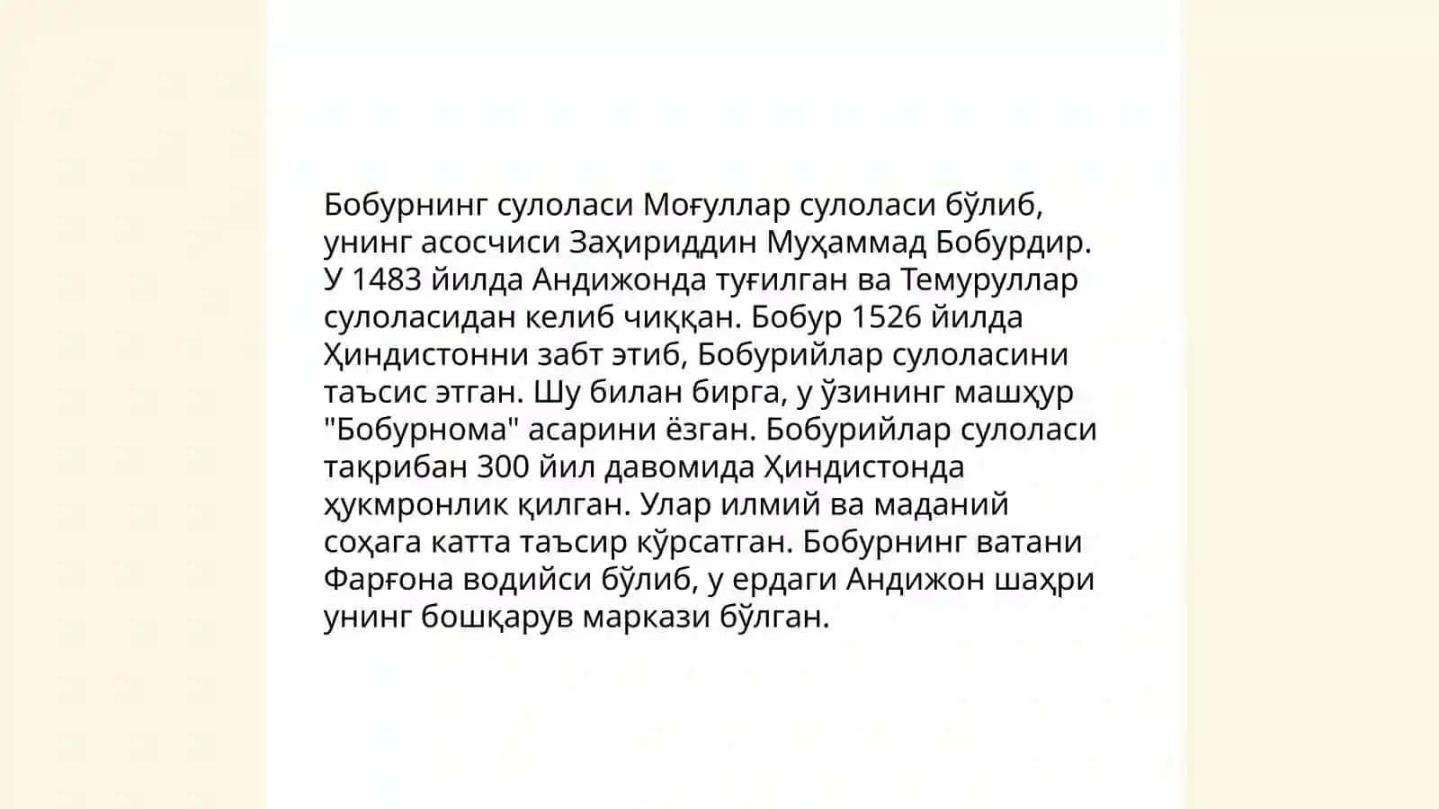 Заҳириддин Муҳаммад Бобур ва Бобурнома асари 4