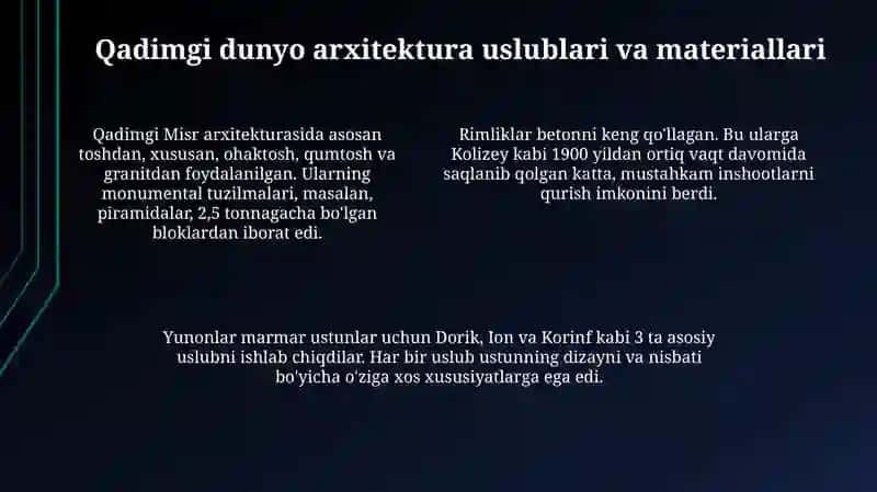 antik davrda shaharsozlik va meʼmorchilik anʼanalari 4