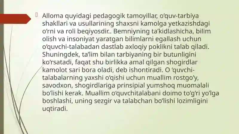 ABU RAYHON BERUNIYNING TA’LIM TARBIYAVIY QARASHLARI 4