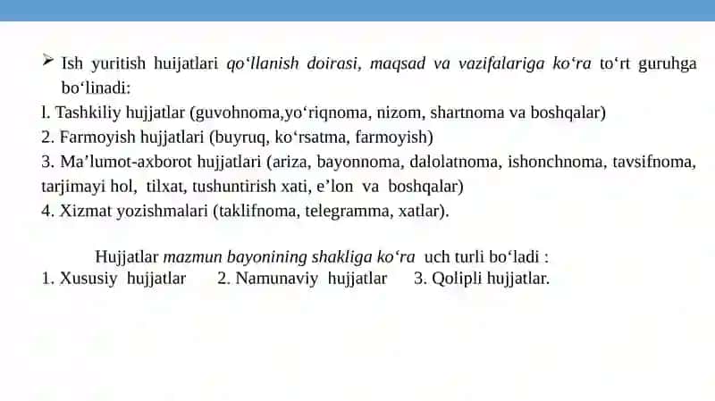 Davlat tilida ish yuritish.Hujjatlar 4