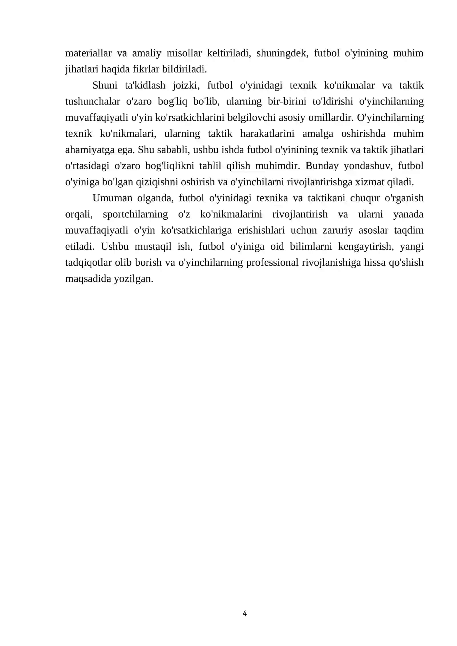 Fudbol oʻyini texnikasi va taktikasi tasnifi 4