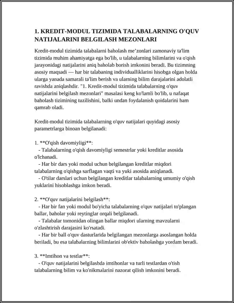 KREDIT-MODUL TIZIMIDA TALABALAR BILIMINI BAHOLASH MEZONLARI 4