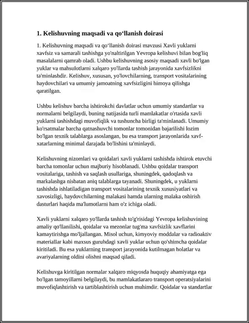 XAVLI YUKLARNI XALQARO YOʻLARDA TASHISH TOʻGʻRISIDAGI YEVROPA KELISHUVI 4