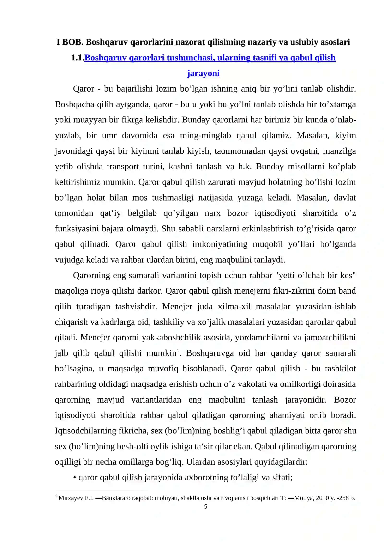 Boshqaruv qarorlarini nazorat qilish haqida umumiy ma’lumotlar 4