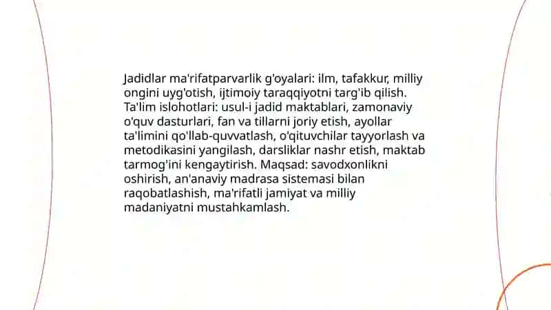 Jadid adabiyoti namoyondalarining madaniyat maʼrifat adabiyotga oid fikrlari 4
