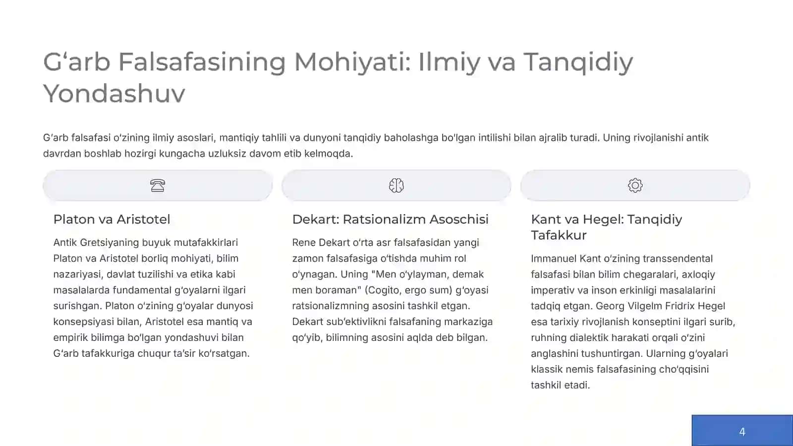 Falsafaning Mohiyatiga Oid Sharq va G‘arb Mutafakkirlari Ta'riflarini Tasniflash 4