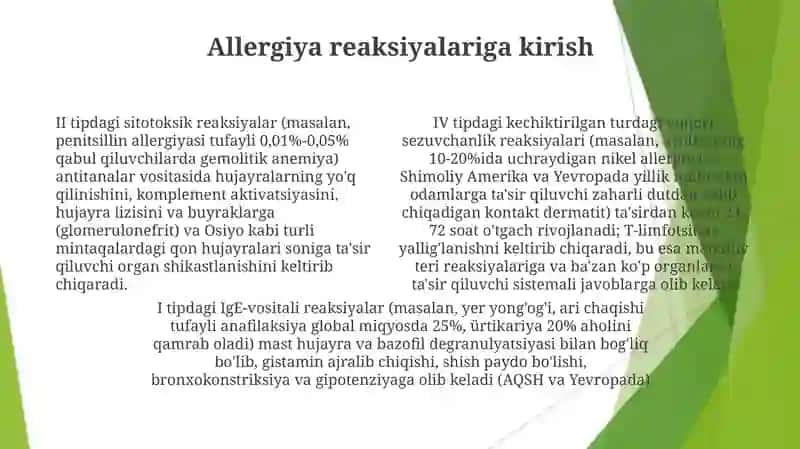Allergek reaksiya shakllari 4