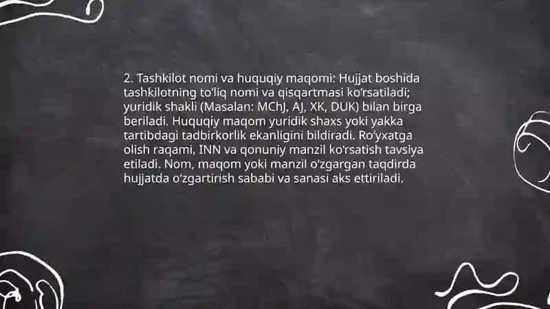Hujjatlardagi zaruriy qismlar (rekvizitlar) 4