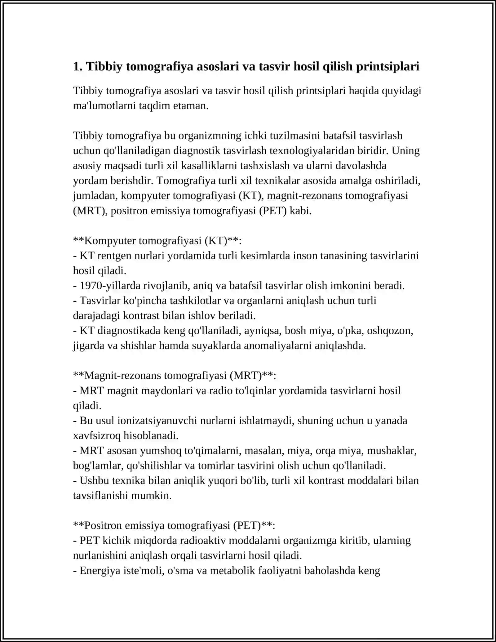 TIBBIY TOMOGRAFIYA APPARATLARINING ISHLASH PRISPLARI 4
