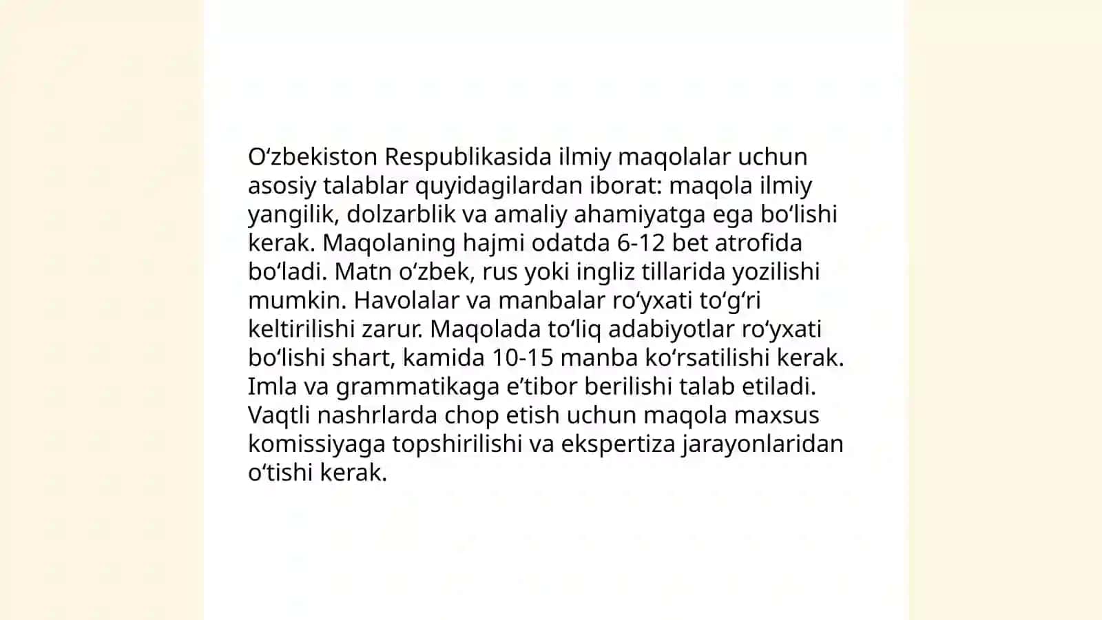 Ilmiy maqola mavzusining dolzarbligini asoslovchi me'yoriy hujjatlarni o'rganish 4