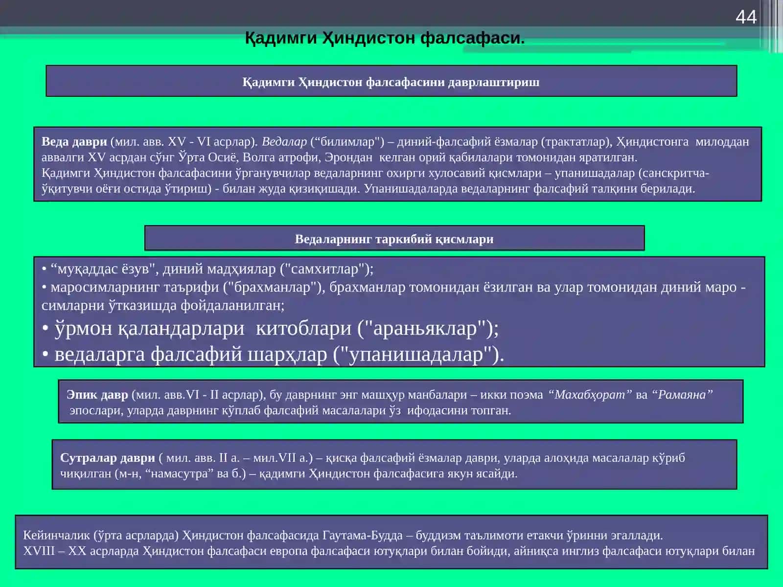 Фалсафий тафаккур тарққиёти босқичлари: Шарқ фалсафаси 4