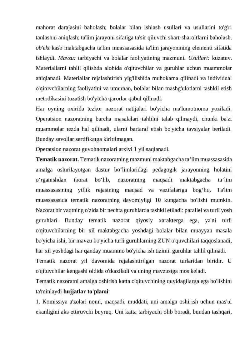 Maktabgacha taʼlimda nazorat turlarini taqqoslash 4