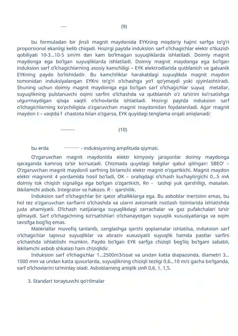 Tezlik bosimi, induksion va o’zgaruvchan sathli sarf o’lchagichlar 4