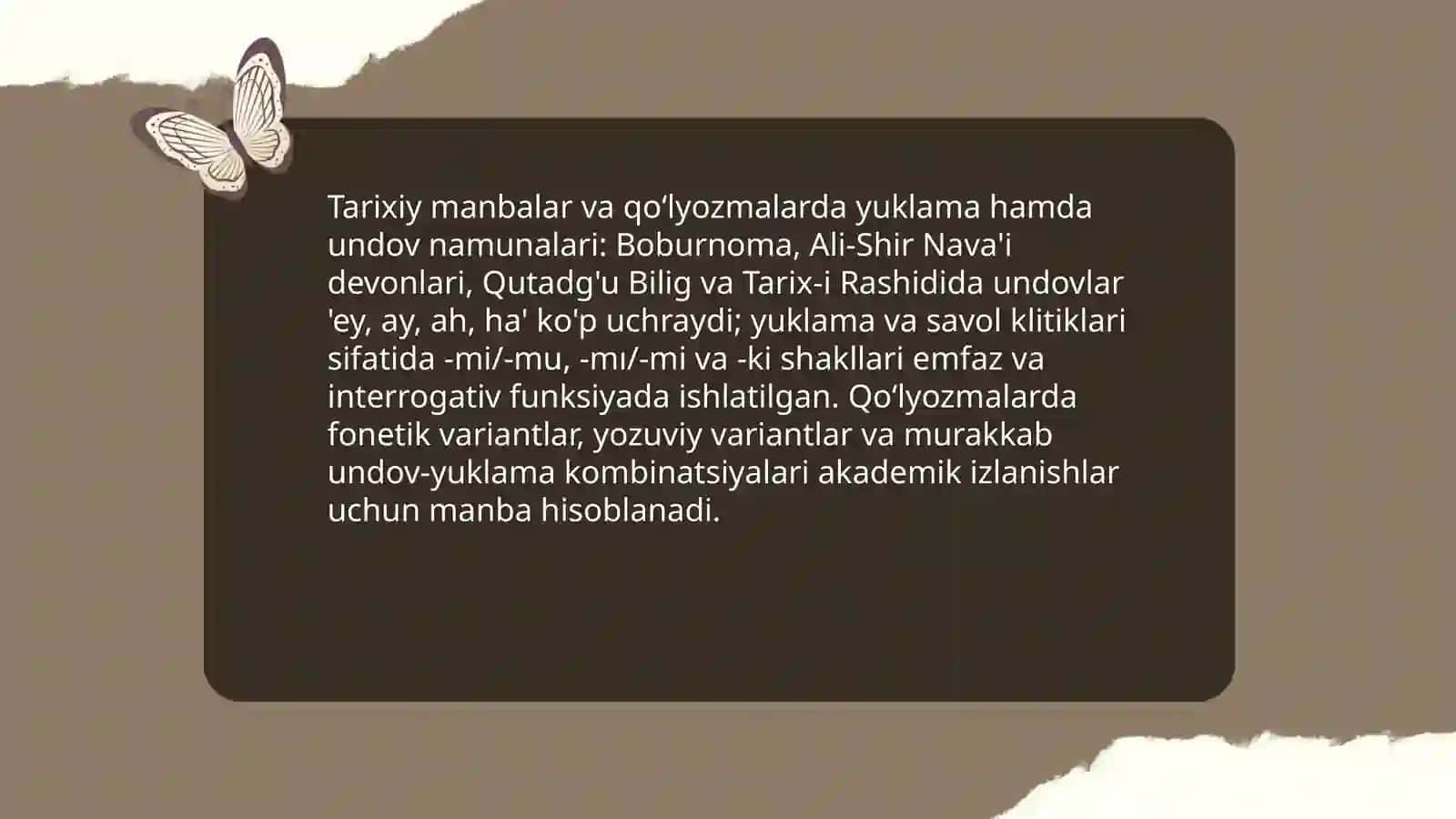 Eski o‘zbek tilida yuklama va undov sozlar 4