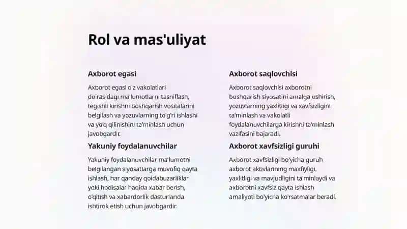 Axborot va yozuvlarni boshqarish  rejasiga kirish 4