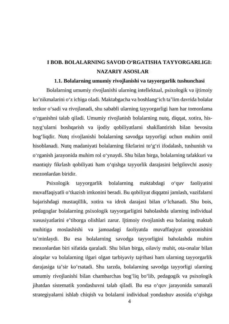 Bolalarning savod o'rganishga tayyorgarligi 4