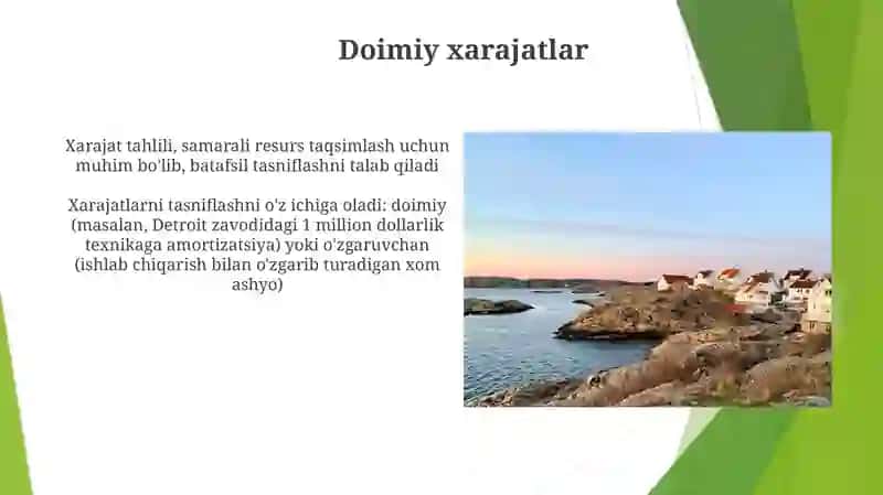 Xarajatlarning turkumlanishi 4