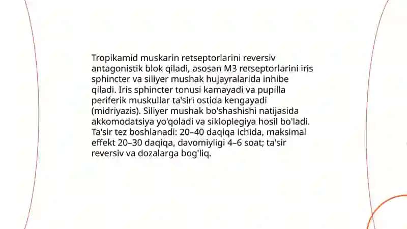Tropikamid dori vositasining farmakologiyasi 4