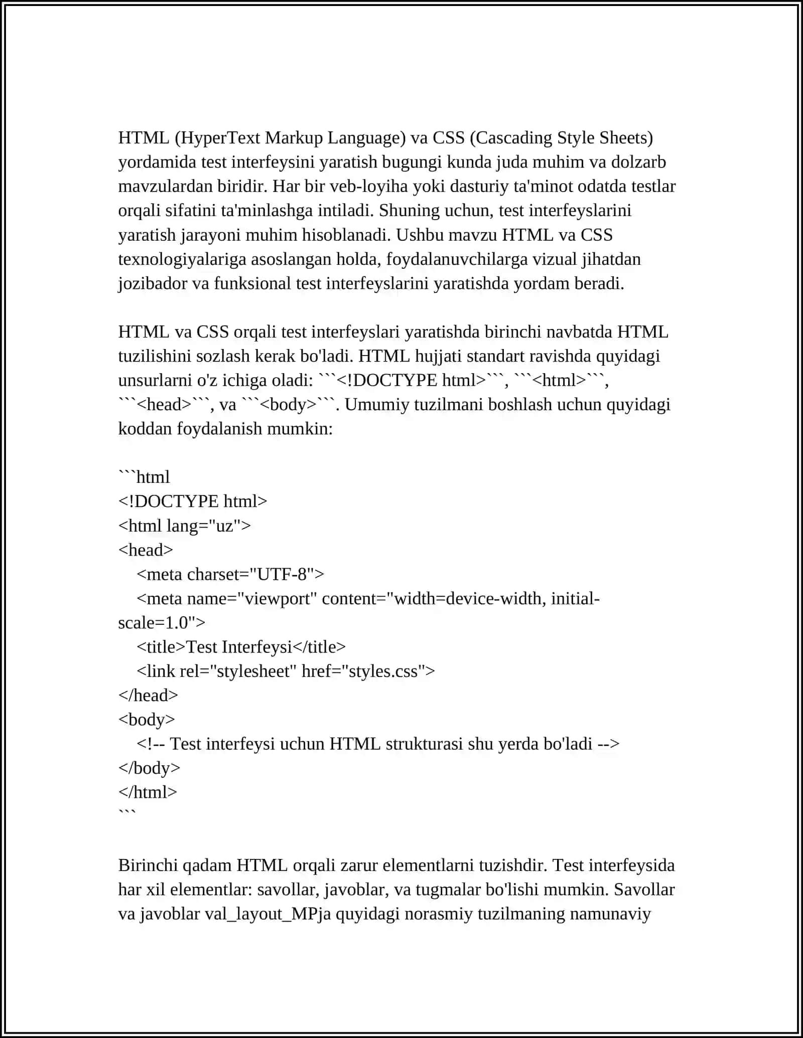 WEB-TEXNOLOGIYALARGA ASOSLANGAN TEST TOPSHIRIQLARINI YARATISH 4