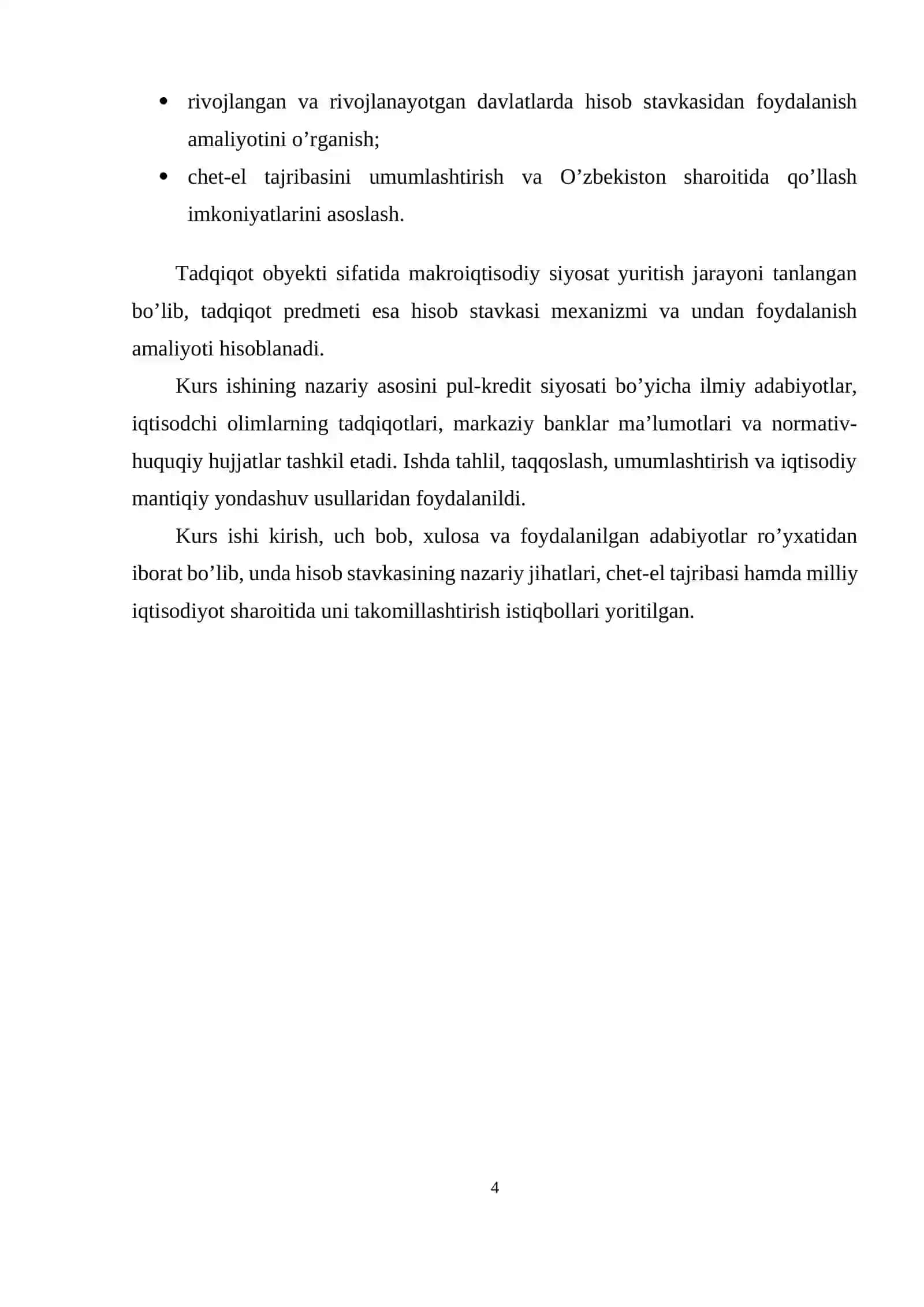 MAKROIQTISODIY SIYOSATDA HISOB STAVKASI (QAYTA MOLIYALASH STAVKASI) DAN FOYDALANISHNING CHET-EL TAJRIBASI 4