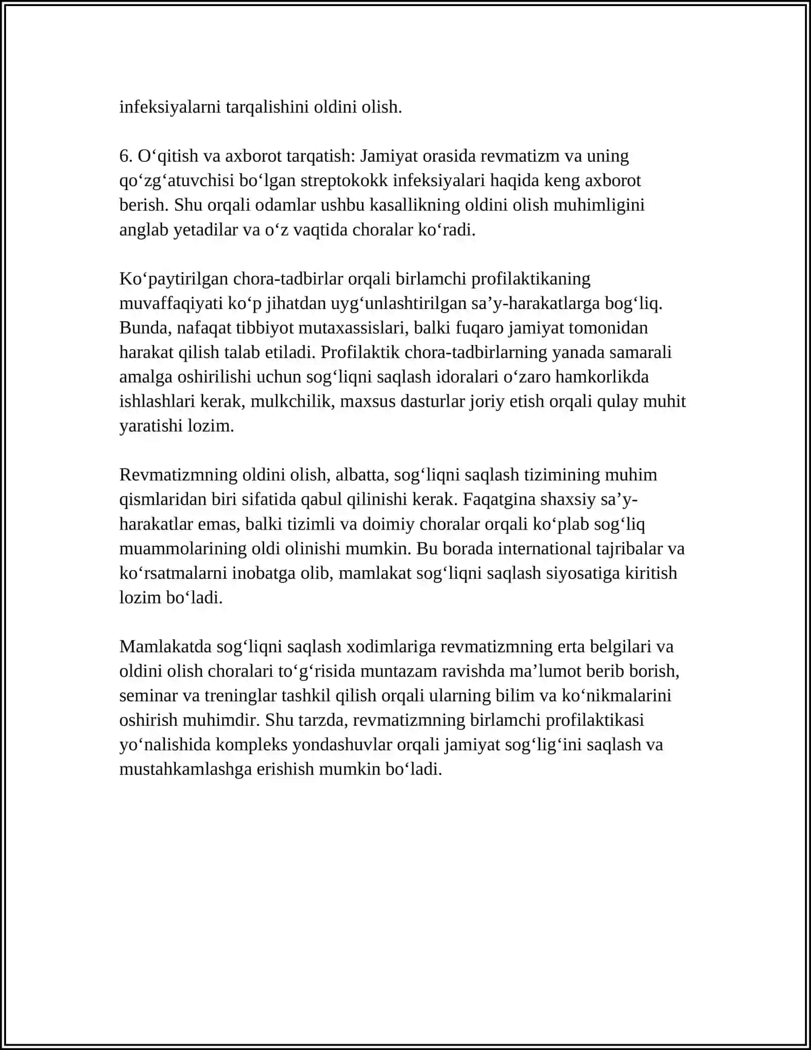 REVMATIZMNING BIRLAMCHI VA IKKLAMCHI PROFILAKTIKASI 4
