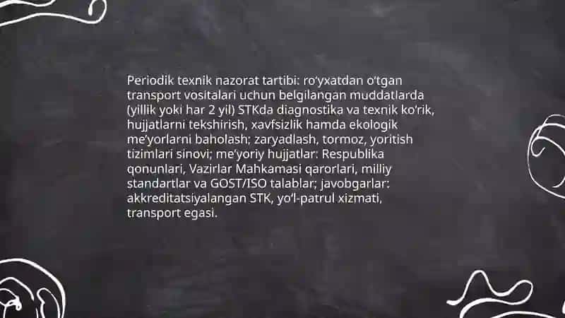 Transport vositalarining texnik holatini nazorat qilish 4