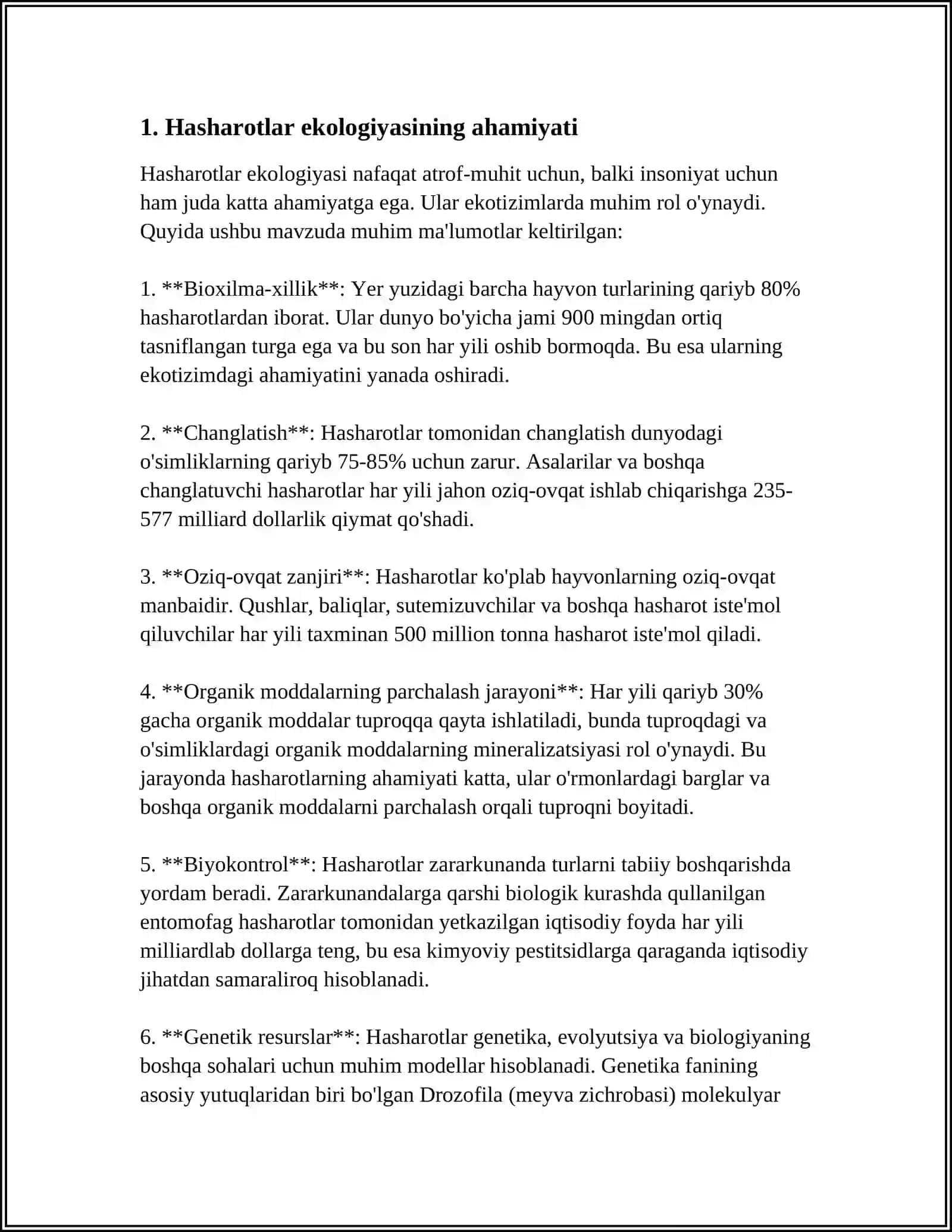 HASHAROTLAR EKOLOGIYASINI JADVAL VA DIAGRAMMALARDA TAHLILI 4