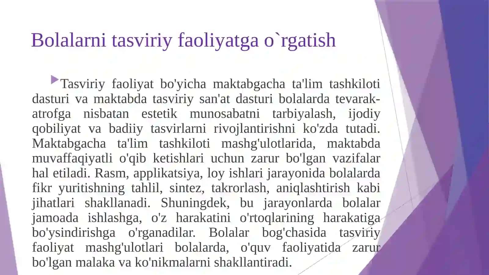 Bolalarni tasviriy faoliyatga o'rgatish 4
