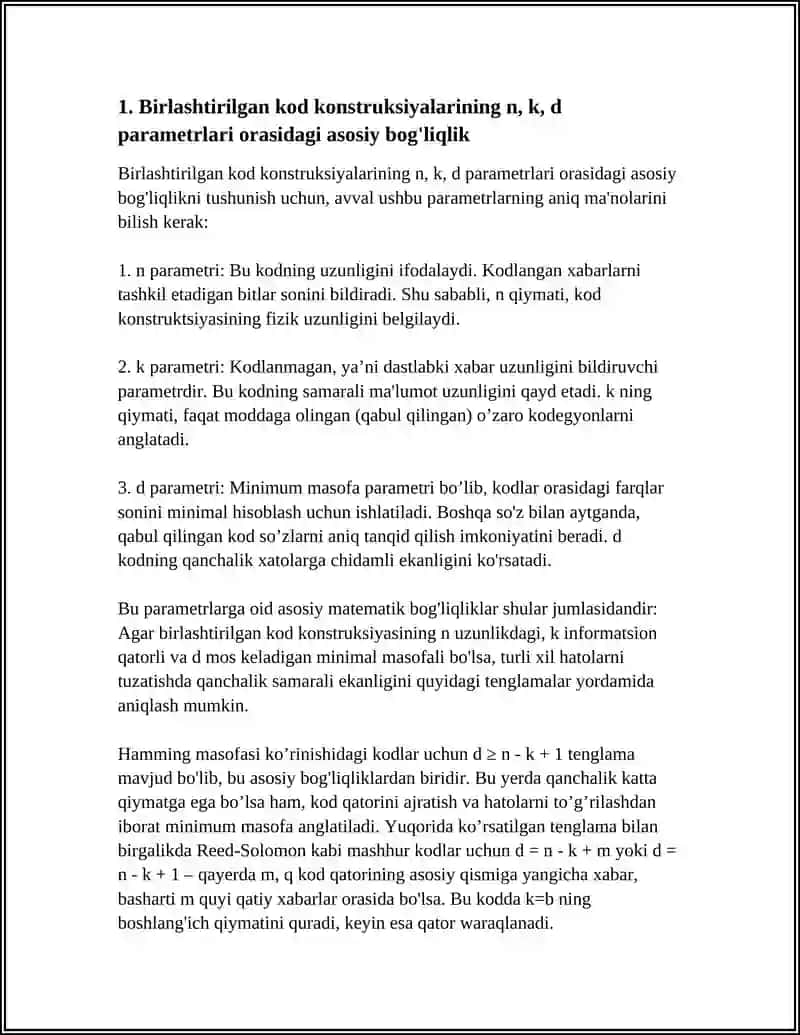 Birlashtirilgan Kod Konstruksiyalari Parametrlari O'rtasidagi Bog'liqlik 4
