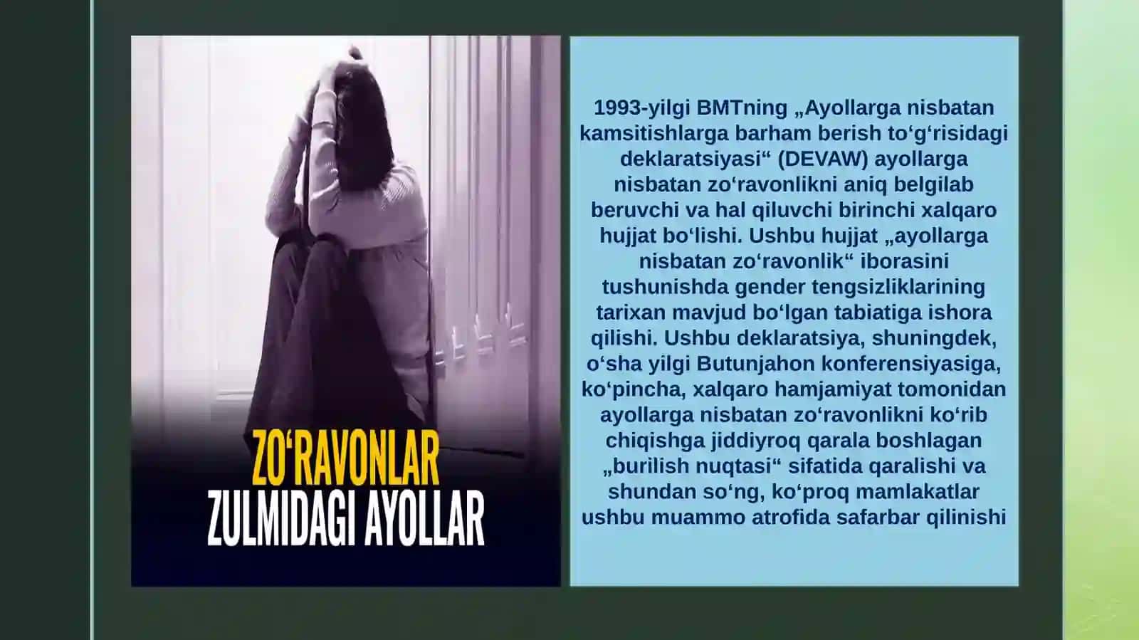 Ayollarga nisbatan zoʻravonlik 4