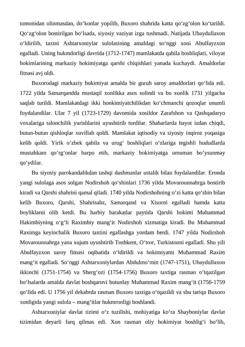 Buxoro xonligi XVI -XIX asrning birinchi asrlarida 4