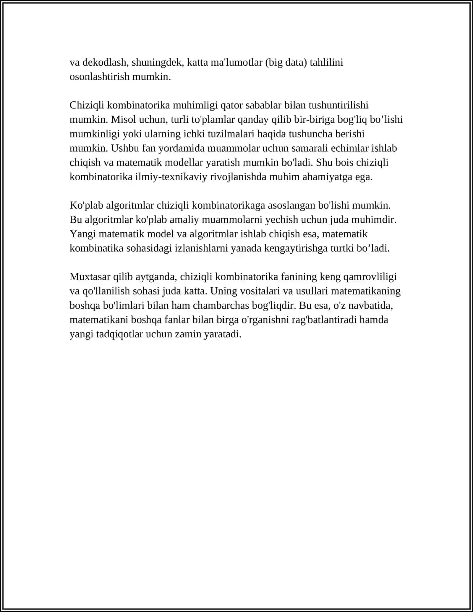 CHIZIQLI KOMBAZITORLAR.BUSTING ALGARITIMI 4