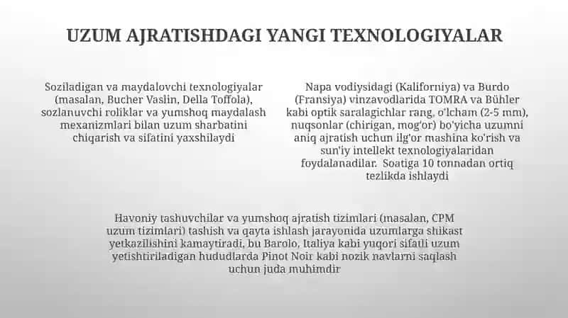 Uzum g‘ujumi bandidan ajratish va ezish texnologiyasi 4