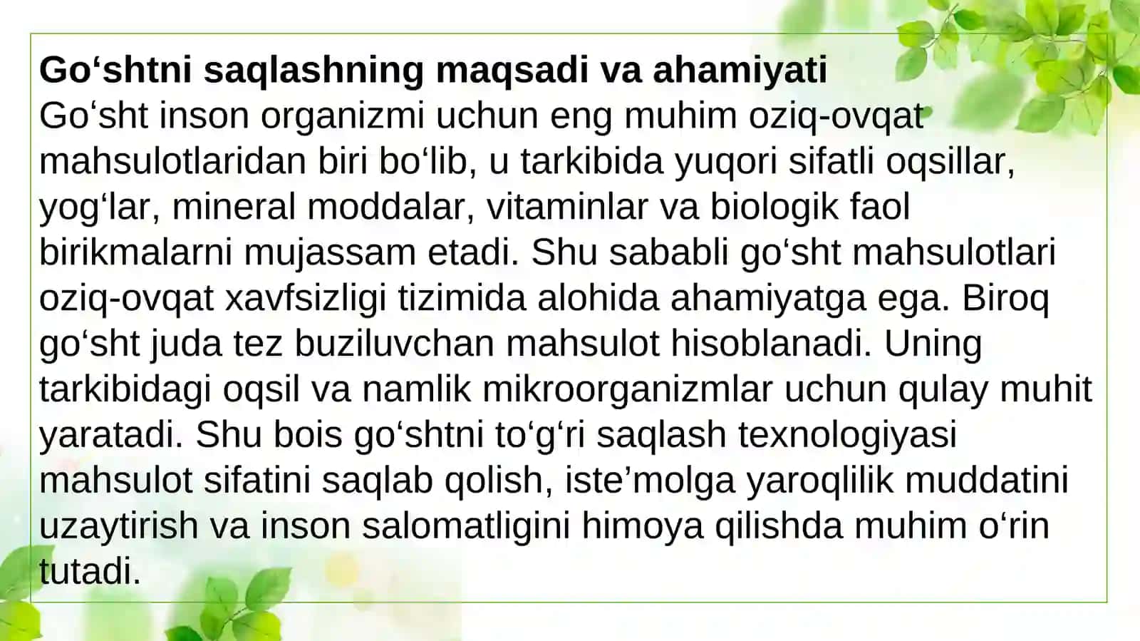 Go‘sht va go‘sht mahsulotlarini sovutish yordamida saqlash 4