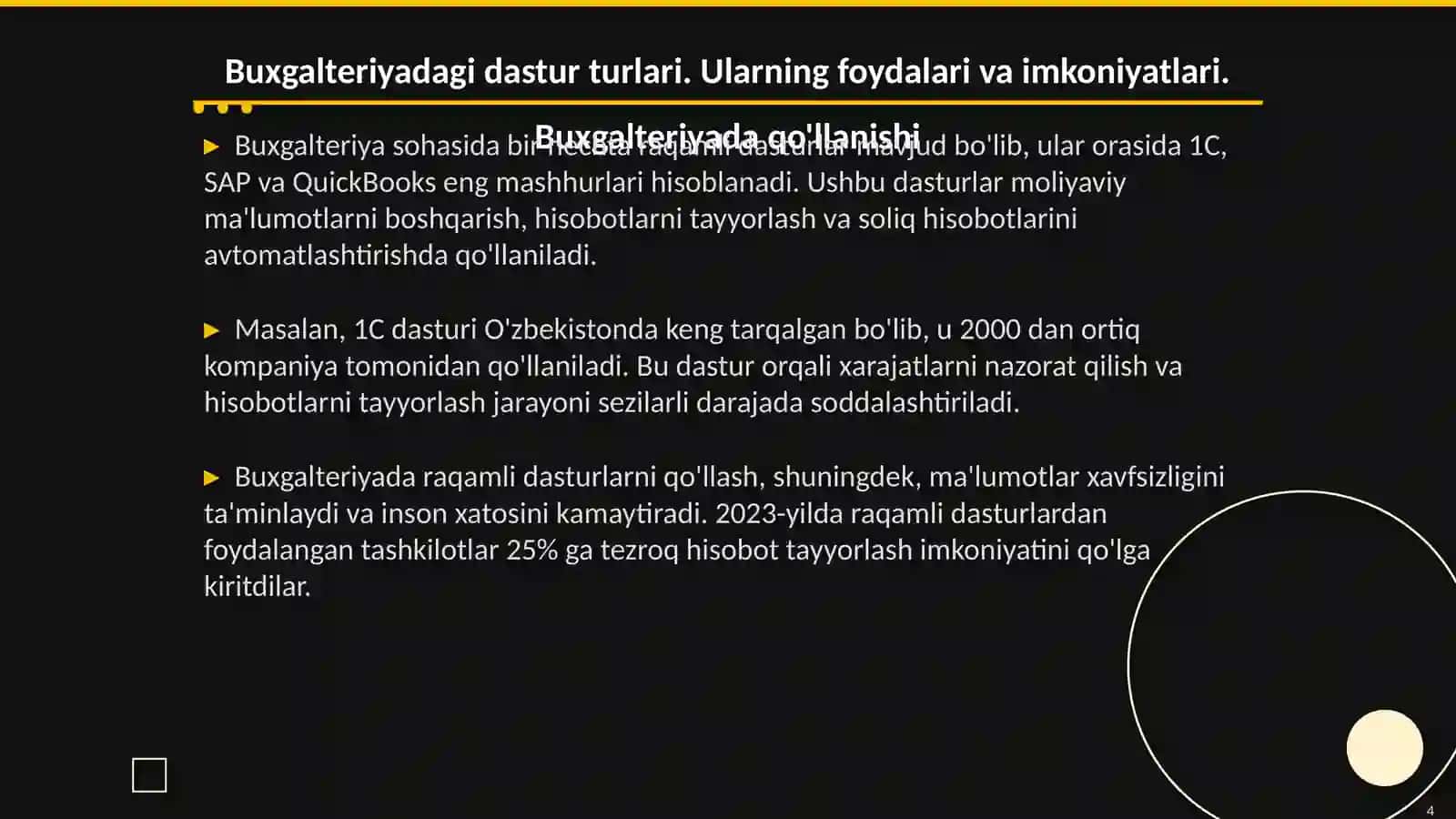 Raqamli boshqaruv dasturlarining tarifi va Buxgalteriyada qo'llanishi 4