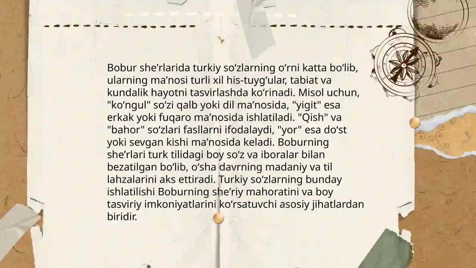 Bobur she'rlaridagi asl turkiy so'zlar 4