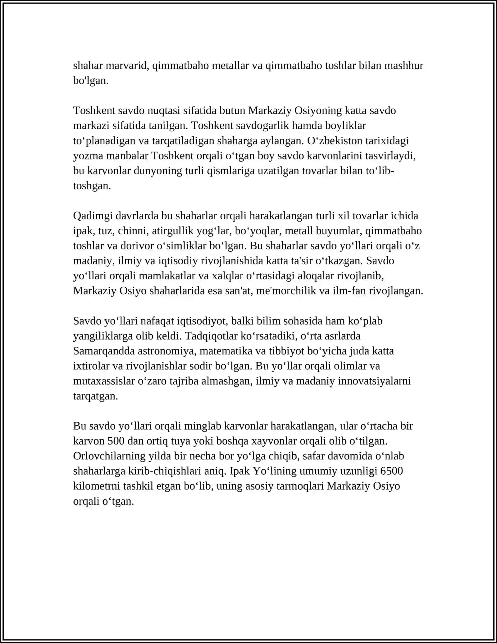 MARKAZIY OSIYONING QADIMIY SHAHARLARINING IQTISODIY ALOQSLARI 4