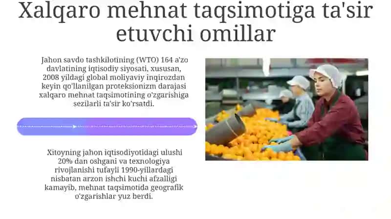 Xalqaro mehnat taqsimoti va unga ta'sir etuvchi omillar 4
