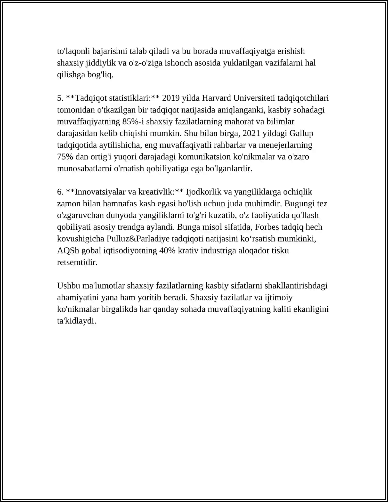 KASBIY FAOLIYAT SAMARADORLIGINI TA'MINLASHDA SHAXSIY FAZILATLARNING ROLI 4