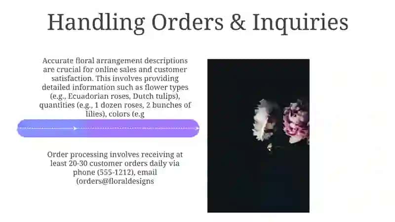 English for florists: Floral arrangement descriptions and customer orders 4